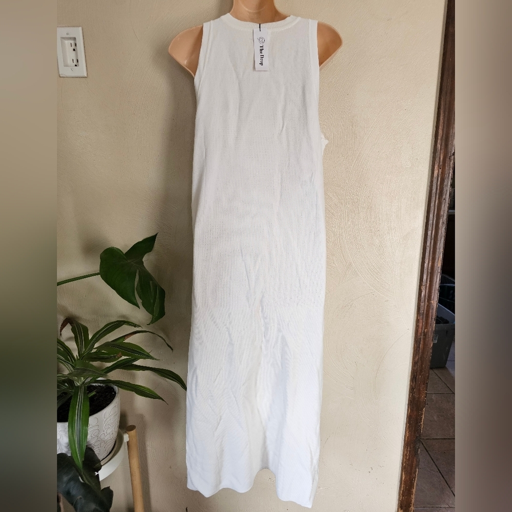 The Drop Gabriela High Neck Cut-in A-line Side-Slit Maxi Sweater Dress Size XL - Picture 5 of 13